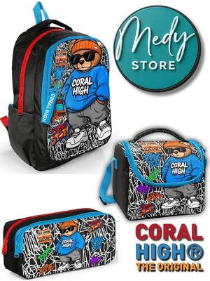 Coral High Grafiti Ayıcık Desenli 3’lü Okul Çanta Seti