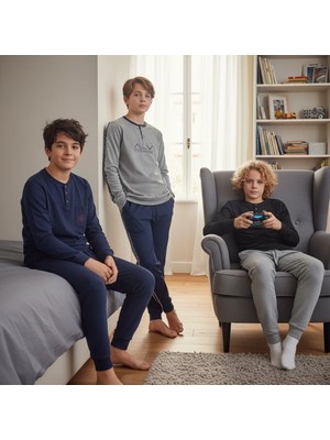 Bonbon Genç Erkek Pamuklu 3 Adet 2'li Pijama Takımı BB2489