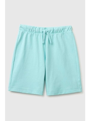United Colors Of Benetton Erkek Çocuk Logo Işleme Detaylı Yan Cepli Bermuda Şort Su Yeşili  6-14 Yaş