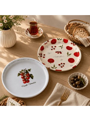 Sarkap Home 26 cm Domates Desenli 2'li Meyve Tabağı