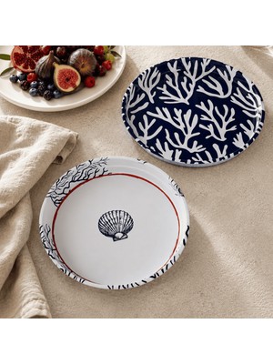 Sarkap Home 26 cm Beyaz-Mavi 2'li Meyve Tabağı Seti