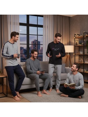 Bonbon Erkek Pamuklu Bohçalık Ve Çeyizlik 4 Adet 2'li Pijama Takımı ( AL003 V2, AL007 V2, AL009 V1, AL009 V2 ) BB2484