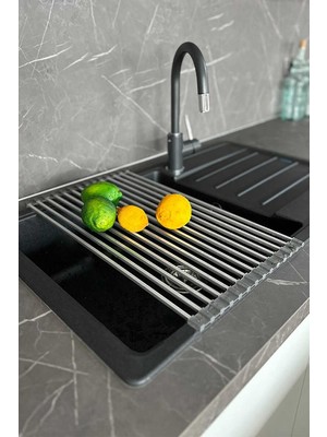 Primanova Paslanmaz Çelik Isıya Dayanıklı Alüminyum Katlanabilir Lavabo Üstü Çok Amaçlı Bulaşıklık 29 x 49 Cm.