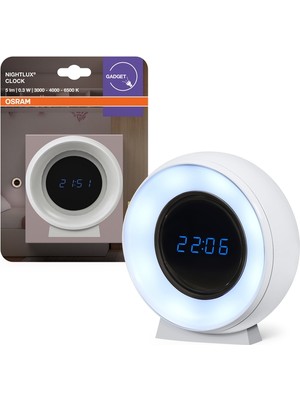 Osram Nightlux Clock 0.3W 5lm Sarı - Kırık Beyaz ve Beyaz Işık Saat