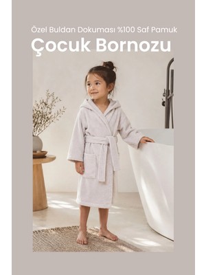 Özel Buldan Dokuması %100 Saf Pamuk Çocuk Bornozu
