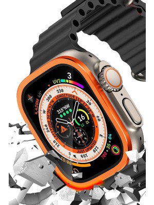 Bezos Watch Ultra 49MM Alüminyum Kasa Cam Ekran Koruyucu - Turuncu
