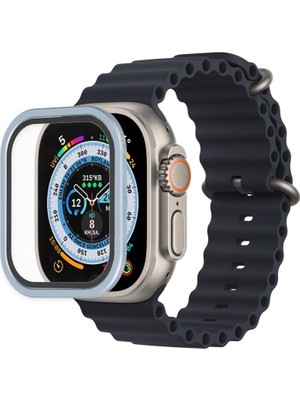 Bezos Watch Ultra 49MM Alüminyum Kasa Cam Ekran Koruyucu - Mavi