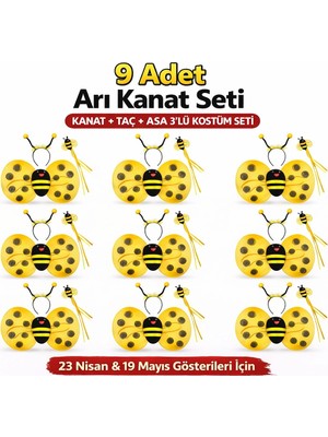 Esplendor 9’lu Arı Kostüm Seti – Kanat Taç Asa