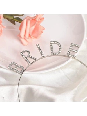Uravas Store Mey Ithalat® Gümüş Renk Bekarlığa Veda Kristal Taş Bride Tacı Ithal 16X10 cm