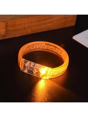 Uravas Store Mey Ithalat® Turuncu LED Işıklı Baskı Yapılabilen Pilli Bileklik Bilezik 1,5 cm Genişlik
