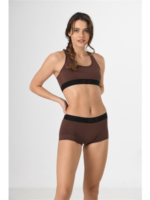 Obje Kadın Kahve Penye Sporcu Modal Boxer