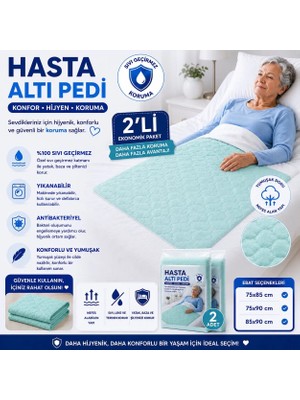 Ata Exclusive Fabrics Abso 2 Li (2 Adet) 5 Katlı Yıkanabilir Emici ve Sıvı Geçirmez Hasta Altı Bezi( 85X90 Cm)
