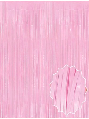 Uravas Store Mey Ithalat® Soft Pembe Püsküllü Kapı Perdesi - Parti, Baby Shower, Cinsiyet Partisi 1x2 M