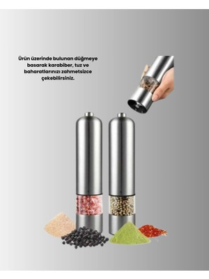 Uravas Store Mey Ithalat® Tek Elle Kullanılan Otomatik Baharat Değirmeni Işıklı Sistem