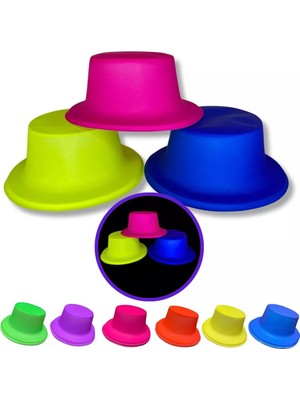 Uravas Store Mey Ithalat® Neon Partisi Pembe Renk Plastik Fötr Şapka