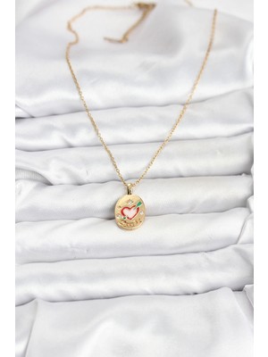 Uravas Store Mey Ithalat® 316L Çelik Zincir Gold Renk Kalp Figürlü Kadın Kolye