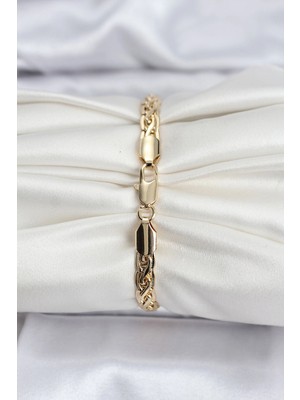 Uravas Store Mey Ithalat® 14K Gold Renk Kaplama Lazer Zincir Model cm Kadın Bileklik