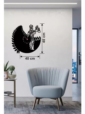 Uravas Store Mey Ithalat® Adalet Tanrıçası Themis Tasarım Ahşap Duvar Saati - 40X40 cm Avukat Hediyesi