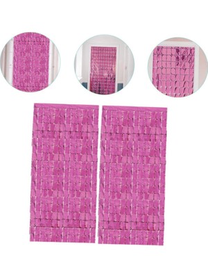 Uravas Store Mey Ithalat® Ekstra Metalize Rose Gold Renk Disko Dikdörtgen Kesim Kapı Perdesi Dekorasyon 1x2 Metr