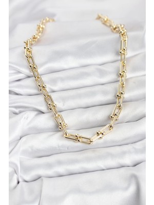 Uravas Store Mey Ithalat® Pirinç Gold Renk Tifani Model Kadın Kolye