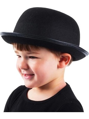Uravas Store Mey Ithalat® Charlie Chaplin Stil Çocuk Şapkası – Siyah Melon Parti Şapkası