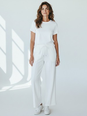 Caprix Urban Beyaz Wide Leg Eşofman Altı