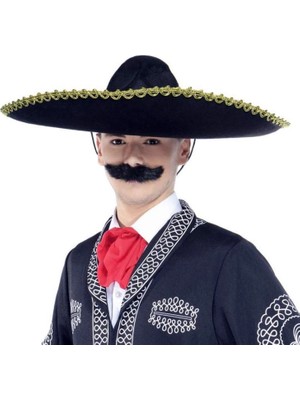 Uravas Store Mey Ithalat® Sombrero Meksika Şapkası Mariachi Altın Şeritli Yetişkin Boy