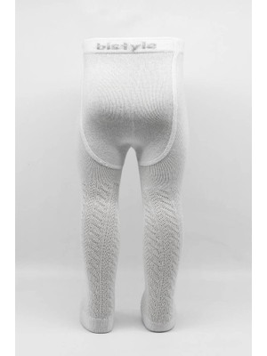 Uravas Store Mey Ithalat®   Tekli Zikzak Kabartma Penye Külotlu Çorap BS50108 Beyaz