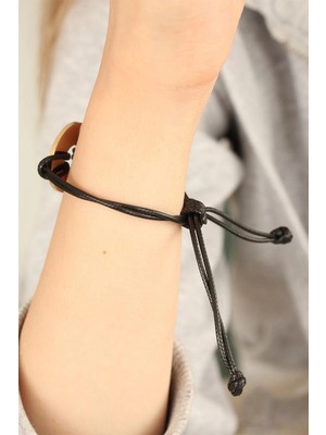 Uravas Store Mey Ithalat® Hope (Umutlu) Siyah Deri Ipli Unisex Mood Bileklik