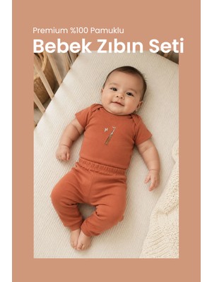 Premium %100 Pamuklu Çıt Çıtlı Nakışlı Bebek Zıbın Body 2li Set Takım