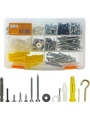 MWX Teknoloji Hobi-2 502 Parça 14 Çeşit, Pul, Çivi, Piton, Kroşe, Vida ve Dübel Seti, Takım Çantalı