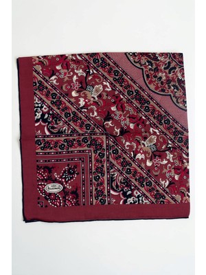 Hadiora Kadın Kırmızı Siyah Etnik Desen Organik Pamuk Soft Eşarp