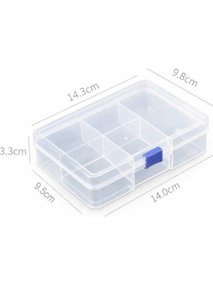 Robiz 5 Bölmeli Şeffaf Plastik Organizer Kutu 14X9.5X3CM Elektronik Komponent Vida Kondansatör Direnç Saklama Kutusu