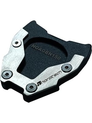 MWX Teknoloji Noratech Moto Bajaj N125 ve Bajaj RS200 ve Bajaj NS400 Yan Ayak Genişletici Plaka, Paslanmaz Çelik Kickstand Uzatma Desteği, Siyah ve Gümüş, Motosiklet Aksesuarı