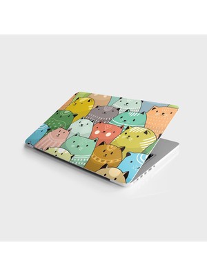 MWX Teknoloji Laptop Bilgisayar Notebook Pc Kaplama Etiketi Renkli Kediler