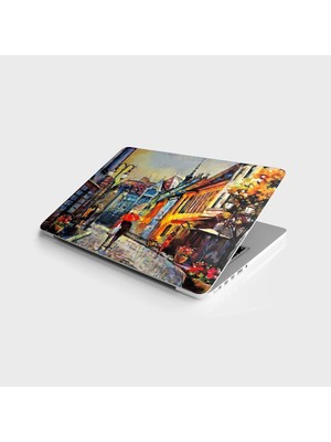 MWX Teknoloji Laptop Bilgisayar Notebook Pc Kaplama Etiketi Budapeşte Sokak Yağlıboya