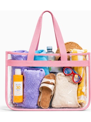 Maykis Şeffaf Büyük Boy Plaj & Günlük Çanta – Su Geçirmez Pvc Organizer Çanta