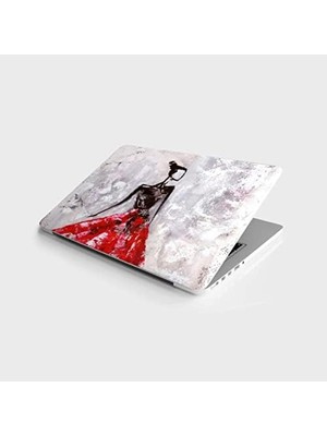 MWX Teknoloji Laptop Bilgisayar Notebook Pc Kaplama Etiketi Genç Kadın Yağlıboya