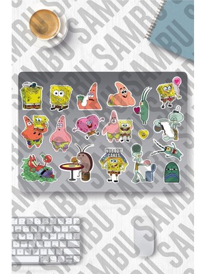 MWX Teknoloji Sünger Bob Temalı Etiket Seti - Sponge Bob - Laptop Notebook Telefon