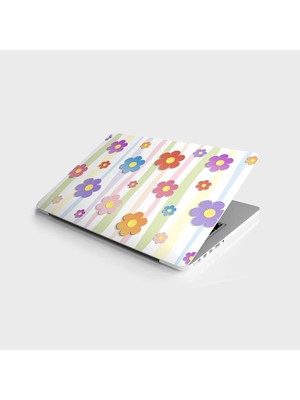 MWX Teknoloji Laptop Bilgisayar Notebook Pc Kaplama Etiketi 3D Renkli Papatya