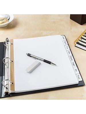 MWX Teknoloji Big Tab 21213 Yazı ve Söndürme Kağıdı Ayırıcı Yaprakları, Altın Renkli Güçlendirme, 8 Kayıt, Beyaz, 6 Set