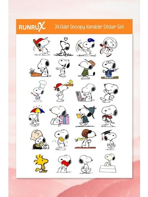 MWX Teknoloji Snoopy Karakter Temalı Etiket Seti - Ajanda, Defter, Laptop, Telefon,