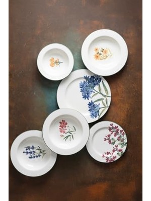 MWX Teknoloji Tabakevi Tabak Evi Porselen New Flower Yemek Takımı 6 Kişilik 24 Parça BNS24YKPRS1104