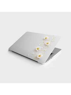 MWX Teknoloji Laptop Bilgisayar Notebook Pc Kaplama Etiketi Beyaz Papatya