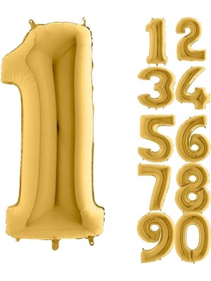MWX Teknoloji 1 Rakam Balon Folyo Altın Sarısı 16 Inç