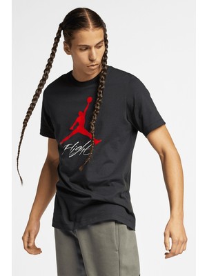 Nike Jordan Jumpman Flight Mens Tee  Grafik Baskılı Pamuklu Erkek Tişört Siyah