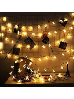 MWX Teknoloji 10 Metre 60 LED Kar Tanesi Işık – Warm Light, 8 Kademe, Fişli