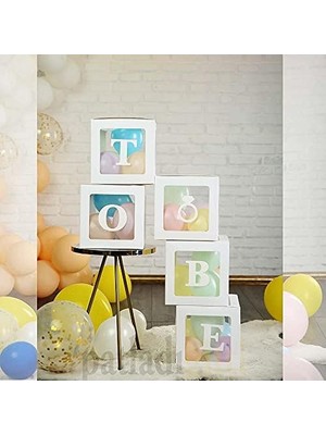 MWX Teknoloji Patladı Gitti Bride To Be Yazılı Büyük Boy 25 cm Beyaz Kutu ve Balon Seti Nişan Kına Parti Kutlama Seti