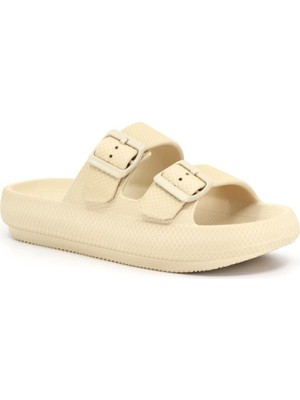 Sonimix Soelite Unisex Plaj Havuz Bahçe Terlik Yumuşak Silikon Malzeme ile Bej Renk Yazlık Kullanım