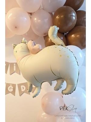 MWX Teknoloji Detaylı Retro Kedi Folyo Balon Ayaklı Retro Beyaz